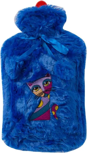 BiggDesign Hot Water Bottle Rubber with Fluffy Cover, Hot Water Bag for Shoulder Neck Period Cramp and Pain Relief, Hand Feet Warmer, Ideal for Cold and Hot Compress, Blue