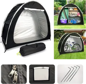 Bike Cover Storage Heavy Duty Storage Tent Outdoor Portable Bicycle Tent PU4000 Waterproof Cloth Durable 210D Oxford Fabric,Protect Against Wind, Rain, Snow, Dust W/Travel Bag (Black)