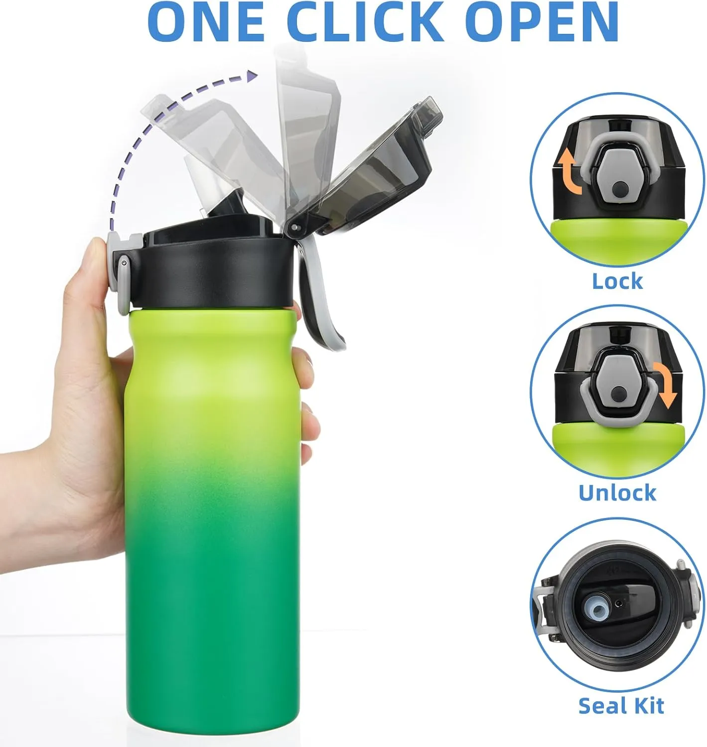 BJPKPK Stainless Steel Insulated Water Bottle With Straw Lid 18oz Reusable Metal Thermos Bottles Keep Cold And Hot,Bamboo Grove