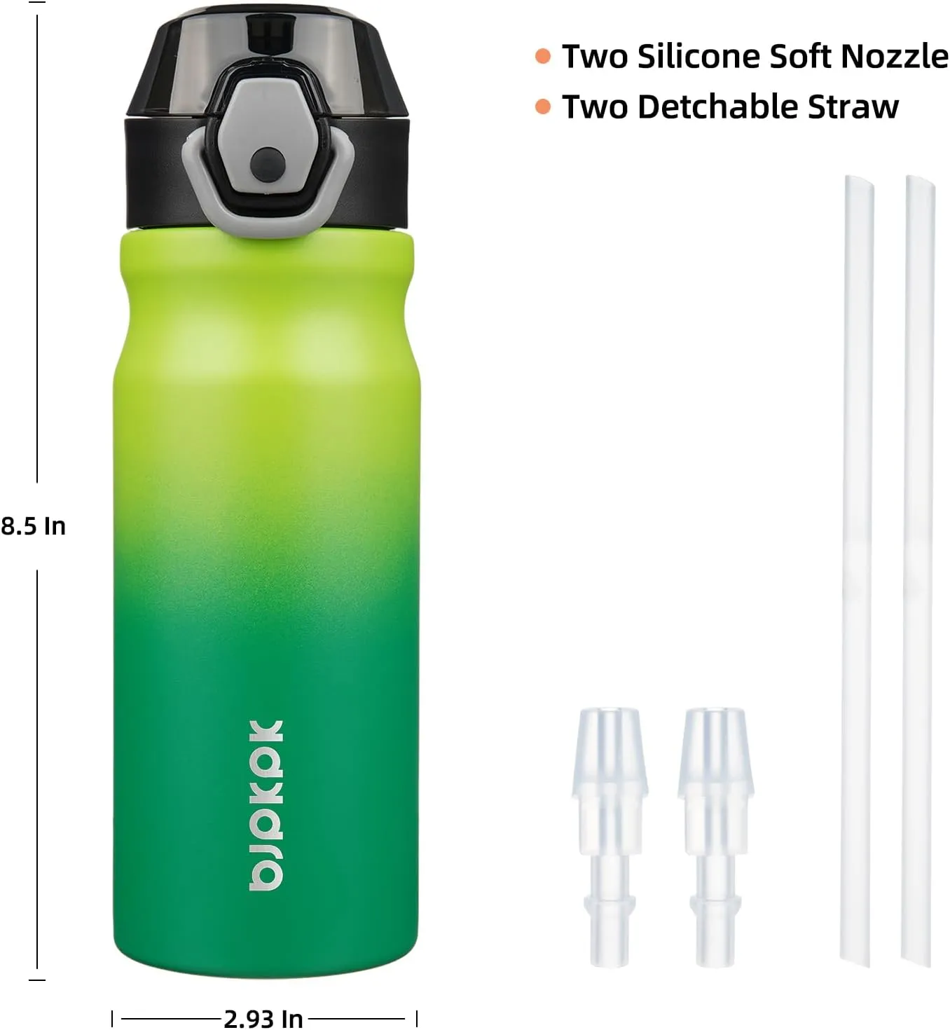 BJPKPK Stainless Steel Insulated Water Bottle With Straw Lid 18oz Reusable Metal Thermos Bottles Keep Cold And Hot,Bamboo Grove
