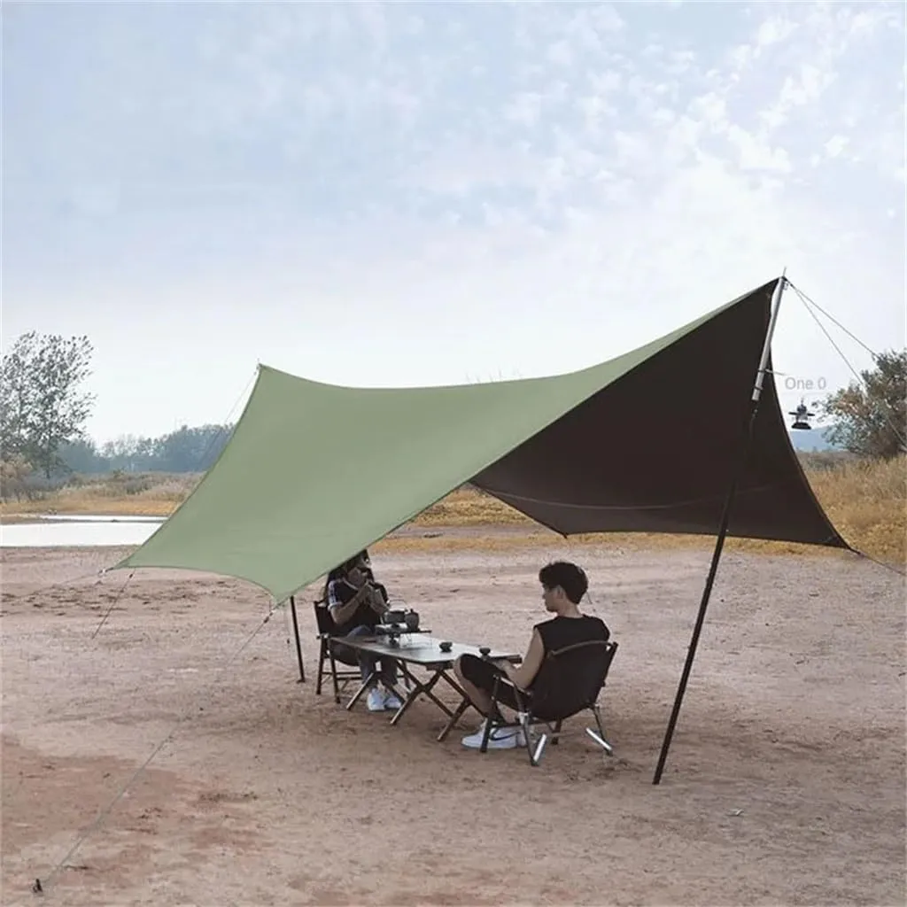 Black Coated Tarcanopy Waterproof Outdoor Awning Camping Hexagonal Canopy UV Resistant Square Awning Tarp
