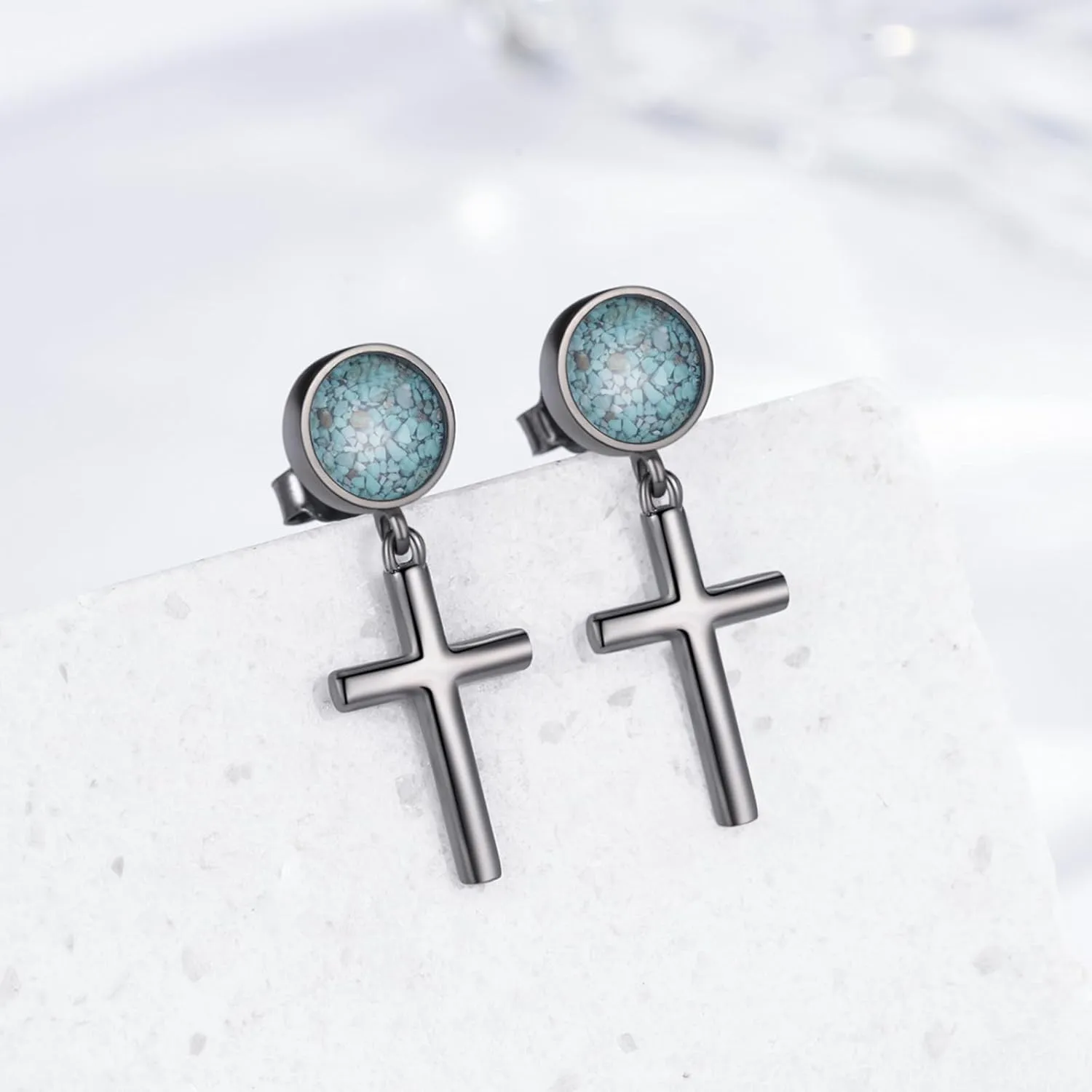 Black Dangle Drop Earrings 925 Sterling Silver Turquoise/Abalone Shell Earrings Jewelry Gifts for Women Men