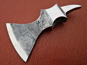 Black Medieval SPIKER Custom Hand Made HIGH Carbon Steel Tomahawk Viking Axe Head with Leather Sheath