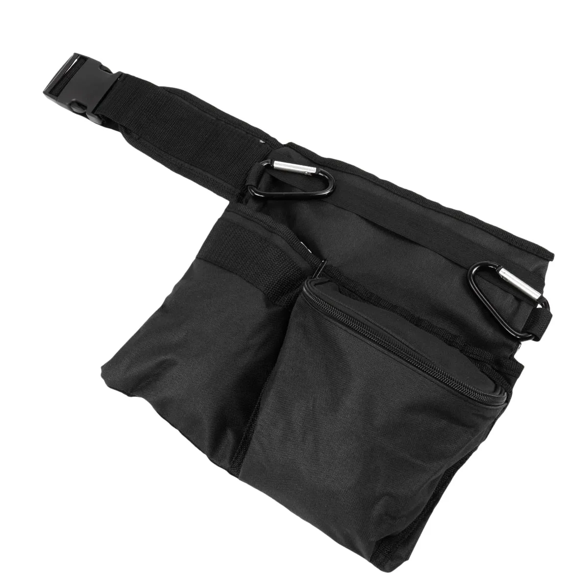 Black Metal Detector 3 Pocket Prospectors Utility Belt & Pouch w/ Two Carabiners