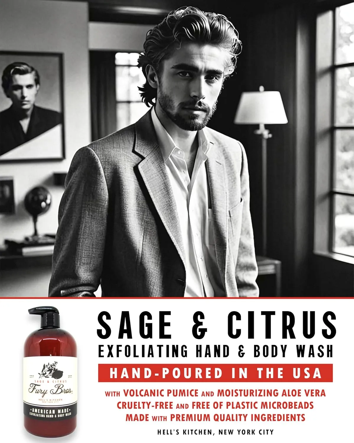 Black Series Hand & Body Wash | Sage & Citrus | Natural Ingredients | Exfoliating Volcanic Pumice | Moisturizing Aloe Vera | Made in USA | Cruelty-Free | Microbead Free | 16 oz