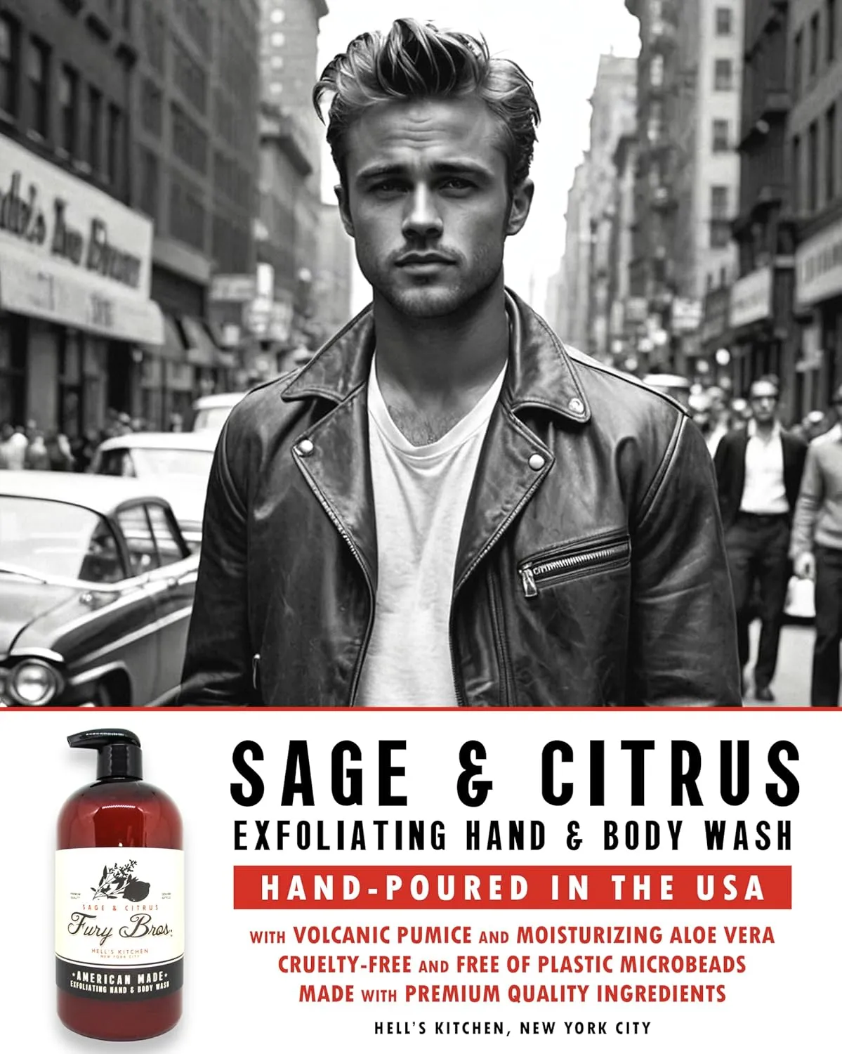 Black Series Hand & Body Wash | Sage & Citrus | Natural Ingredients | Exfoliating Volcanic Pumice | Moisturizing Aloe Vera | Made in USA | Cruelty-Free | Microbead Free | 16 oz