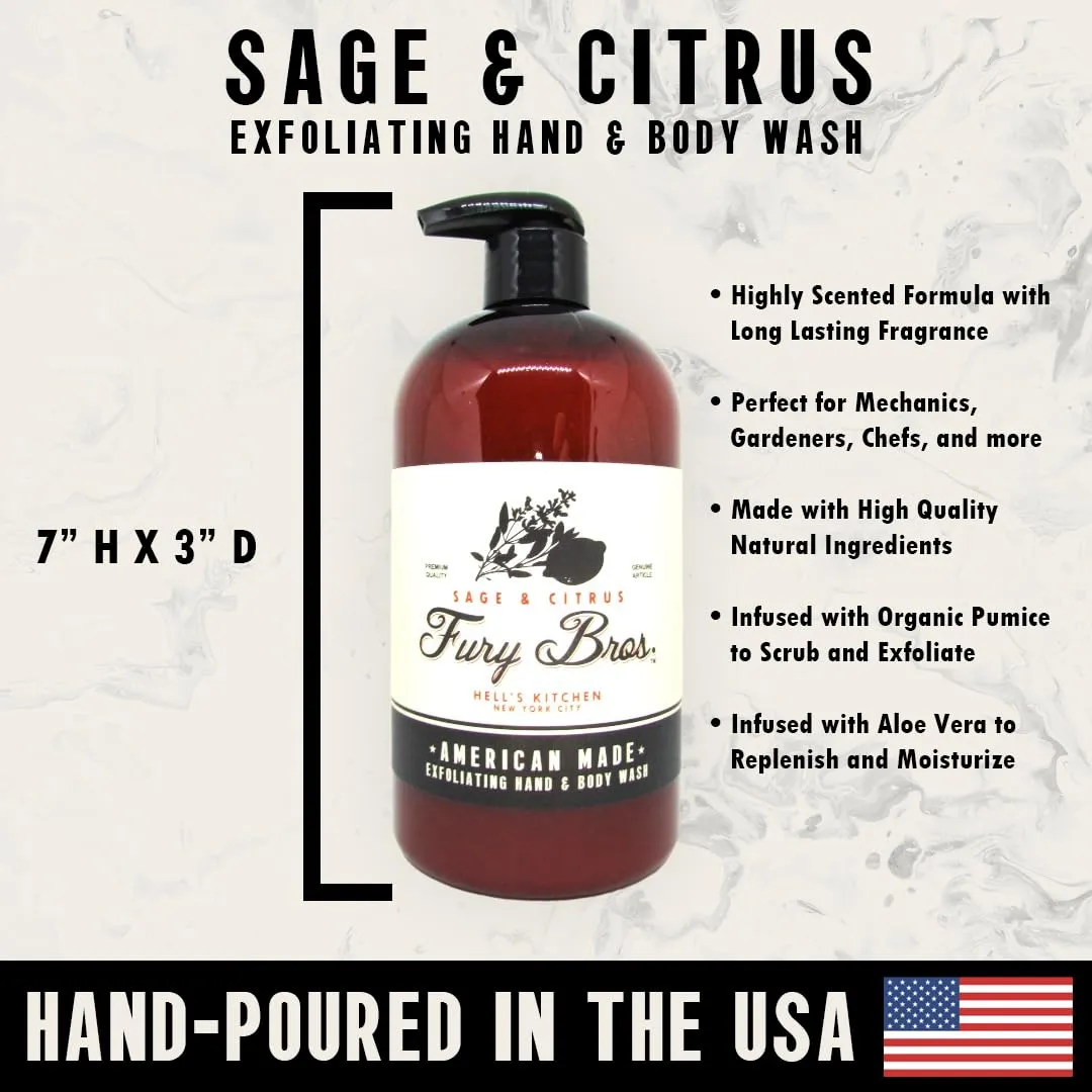Black Series Hand & Body Wash | Sage & Citrus | Natural Ingredients | Exfoliating Volcanic Pumice | Moisturizing Aloe Vera | Made in USA | Cruelty-Free | Microbead Free | 16 oz