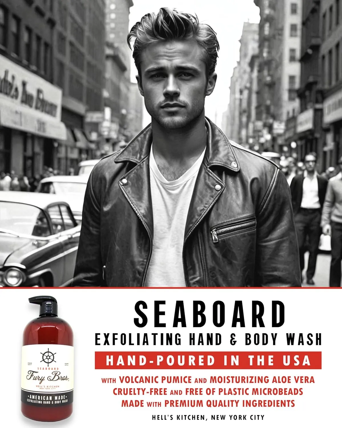 Black Series Hand & Body Wash | Seaboard | Natural Ingredients | Exfoliating Volcanic Pumice | Moisturizing Aloe Vera | Made in USA | Cruelty-Free | Microbead Free | 16 oz