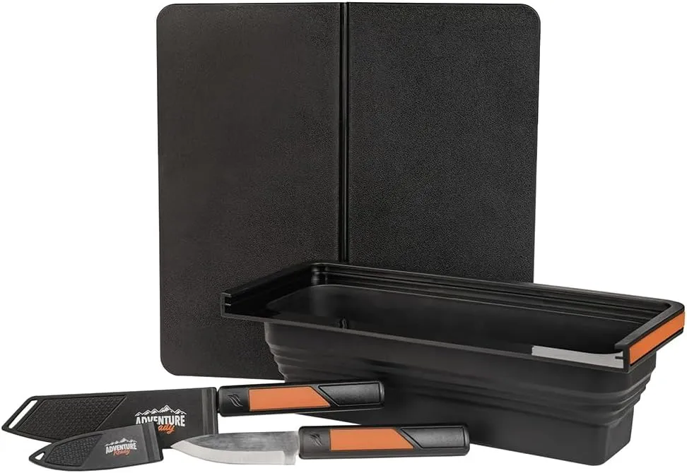 Blackstone Adventure Ready Prep Kit with Cutting Board, Knives & Collapsible Bin