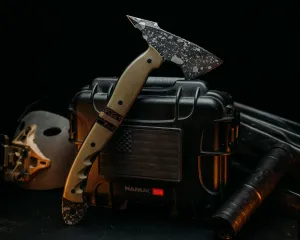 Bleeding Heart Hawk - OD Green & Black G10, Copper & G10 Pin Striping, Black w/ Copper Web Tru Stone Split, CF Pins, Grooved Grip.
