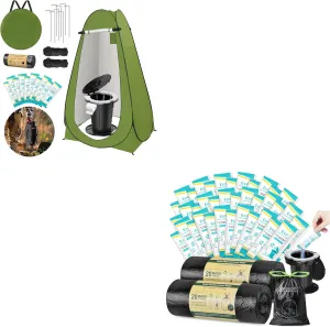 BLIKA Portable Toilet Kit for Camping, Camp Toilet with Pop-Up Privacy Tent, Toilet Bags and Eco Absorbent Gel, Foldable Portable Toilet for Adults, Portable Outdoor Shower Tent Camp Toilet