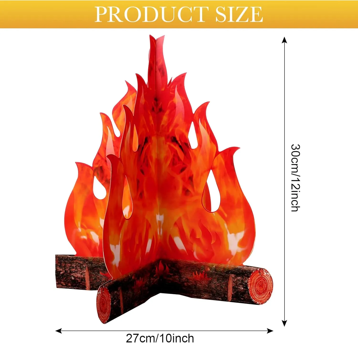 Boao 24 Set Fake Fire Campfire Camping Decoration Thanksgiving 3D Cardboard Centerpiece Artificial Flames Campfire Centerpiece Artificial Fire for Christmas Party Decorations(Red Orange)