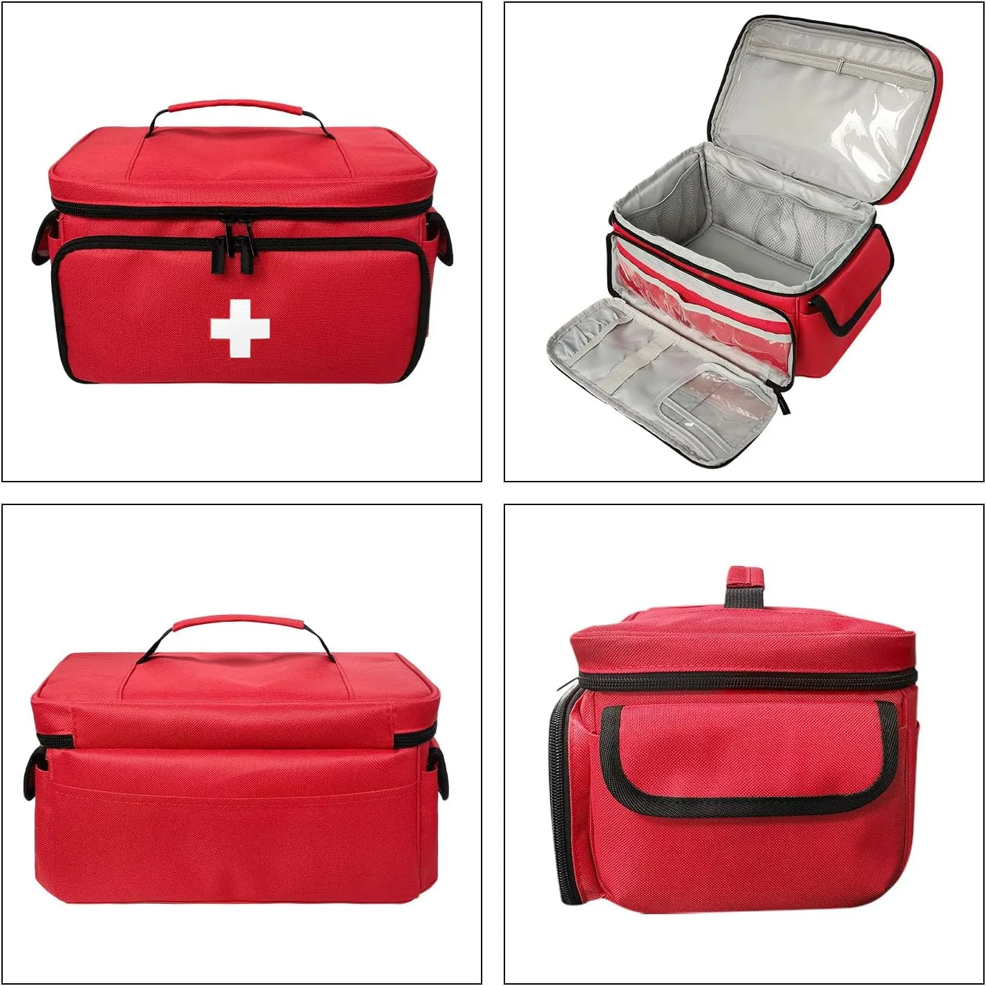 Boczif First Aid Kit, First Aid Storage Carry Bag, Pill Bottle Organizer for Emergency Trauma Medical Kits Supplies Waterproof, Ideal for Home, Office, Car, Travel, Outdoor, Camping, Hiking (Red)