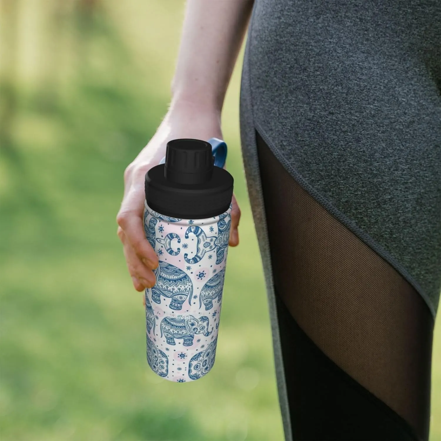 Boho Elephant 18oz Sports Insulated Bottle For Outdoor Activities,Your Ideal Companion Staying Hydrated