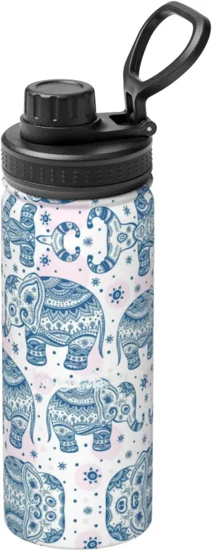 Boho Elephant 18oz Sports Insulated Bottle For Outdoor Activities,Your Ideal Companion Staying Hydrated