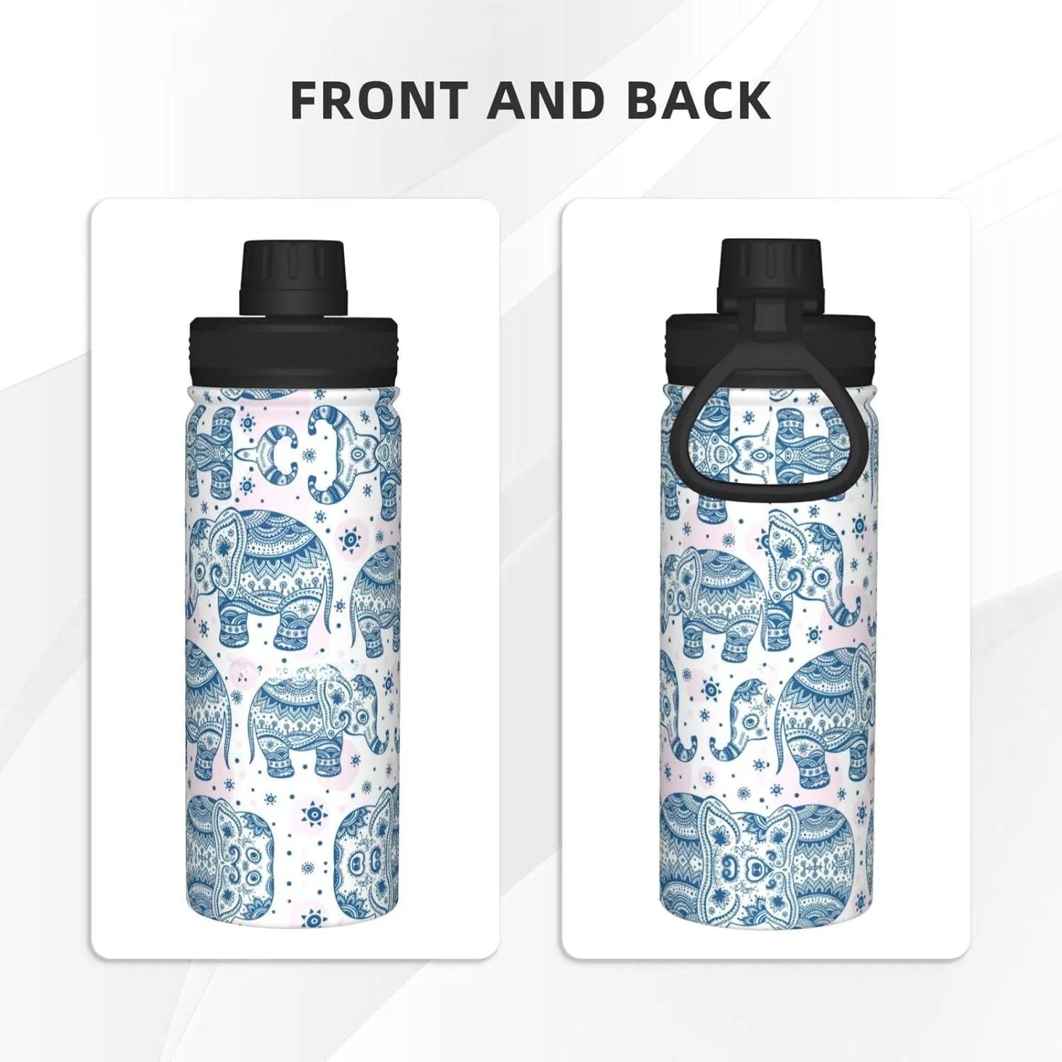 Boho Elephant 18oz Sports Insulated Bottle For Outdoor Activities,Your Ideal Companion Staying Hydrated