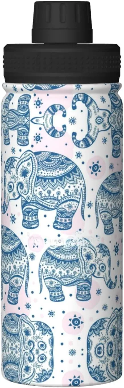 Boho Elephant 18oz Sports Insulated Bottle For Outdoor Activities,Your Ideal Companion Staying Hydrated