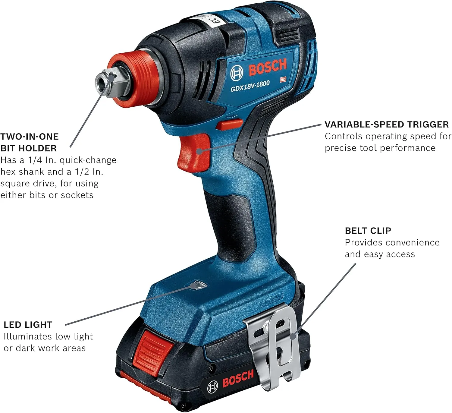 BOSCH GXL18V-601B25 18V 6-Tool Combo Kit with 2-In-1 Bit/Socket Impact Driver, Hammer Drill/Driver, Reciprocating Saw, Circular Saw, Angle Grinder, Floodlight and (2) CORE18V 4 Ah Compact Batteries