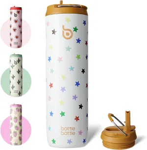 BOTTLE BOTTLE Insulated Water Bottle 24oz with Straw Lid and Handle for Sports Travel Gym Stainless Steel Water Bottles Double-Wall Vacuum Metal Leak Proof BPA-Free (Stellar Pop)