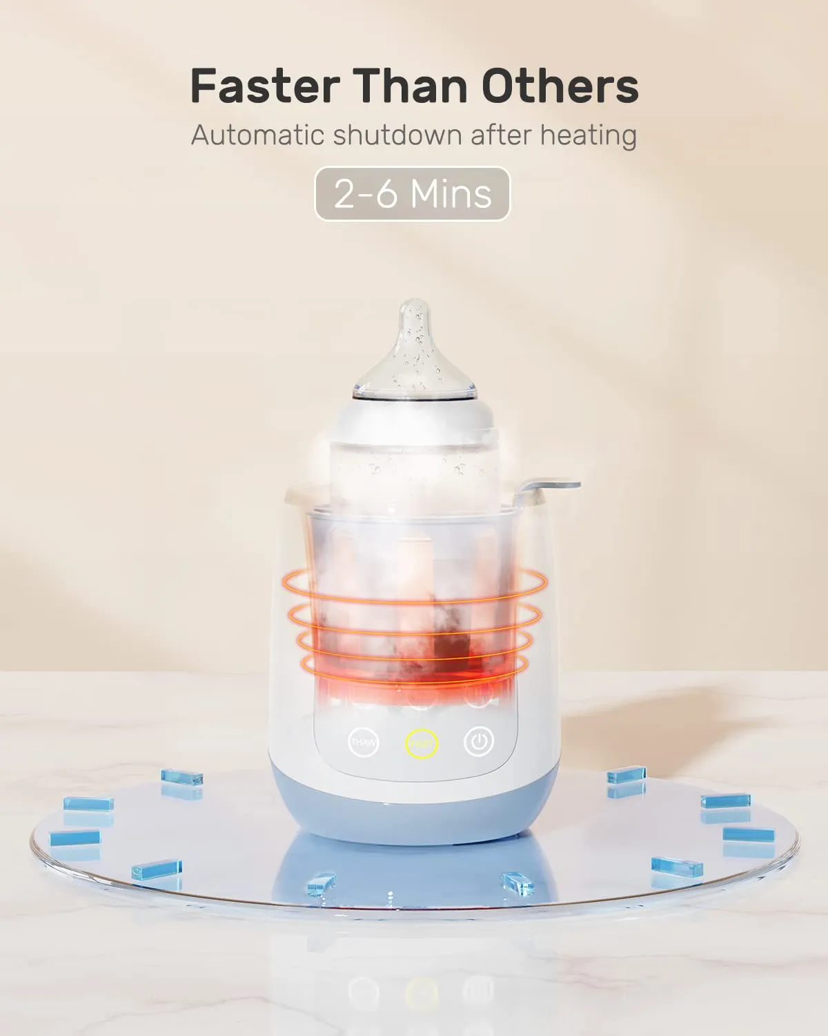 Bottle Warmer, 10-in-1 Fast Baby Bottle Warmer for Breastmilk or Formula with Timer, IMD LED Display, Accurate Temperature Control, Automatic Shut-Off, BPA-Free, Bottle Warmers for All Bottles (Blue)