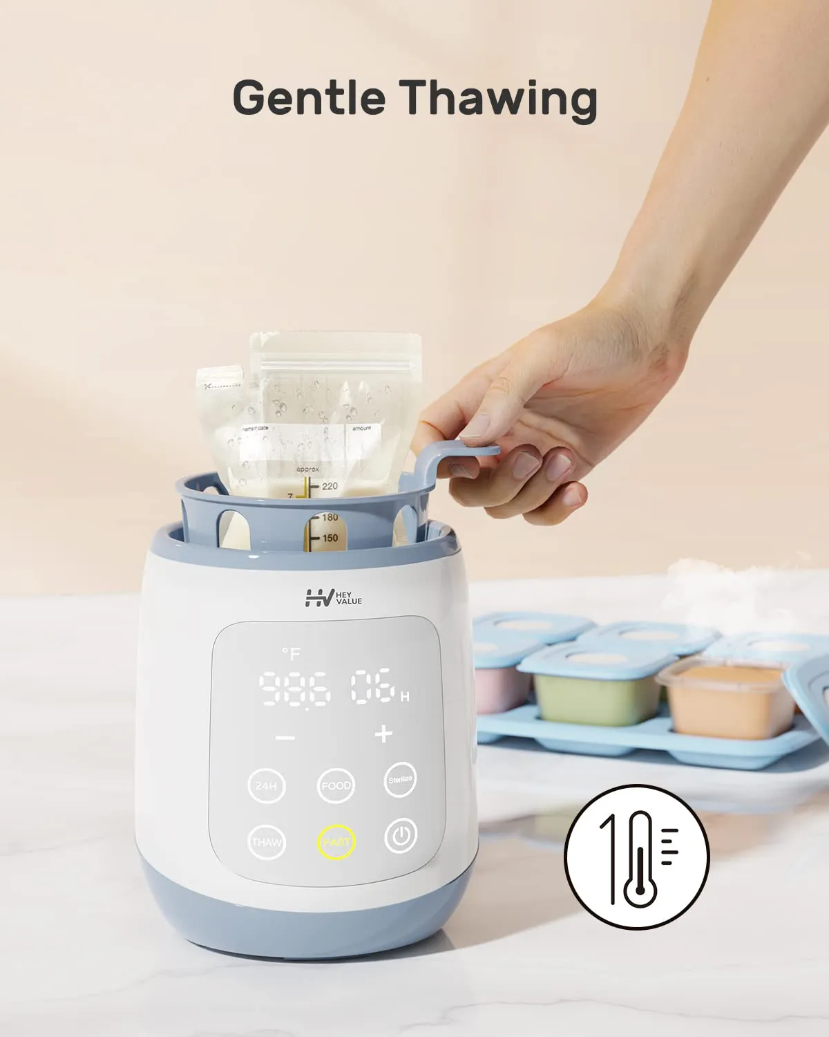 Bottle Warmer, 10-in-1 Fast Baby Bottle Warmer for Breastmilk or Formula with Timer, IMD LED Display, Accurate Temperature Control, Automatic Shut-Off, BPA-Free, Bottle Warmers for All Bottles (Blue)