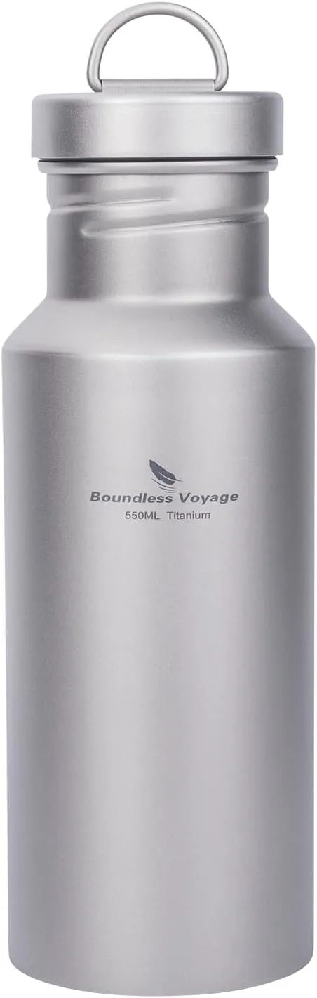 Boundless Voyage Titanium Water Bottle with Lid Wide Mouth Leak-Proof Reusable Sport Drinking Bottle for Camping Hiking Climbing Running Tea Coffee (550ml)