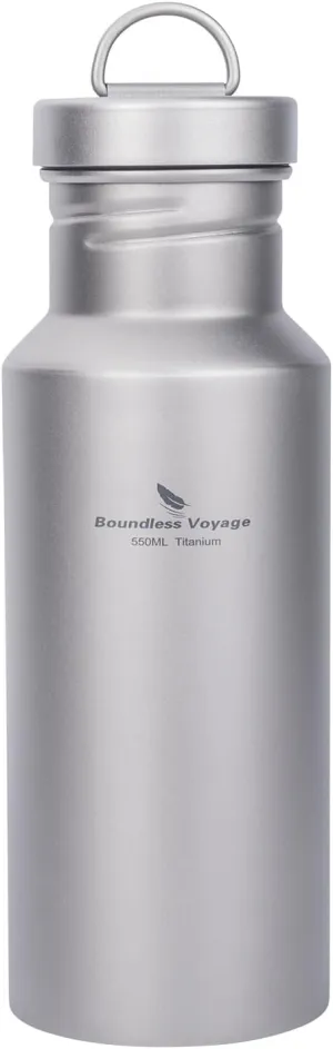 Boundless Voyage Titanium Water Bottle with Lid Wide Mouth Leak-Proof Reusable Sport Drinking Bottle for Camping Hiking Climbing Running Tea Coffee (550ml)