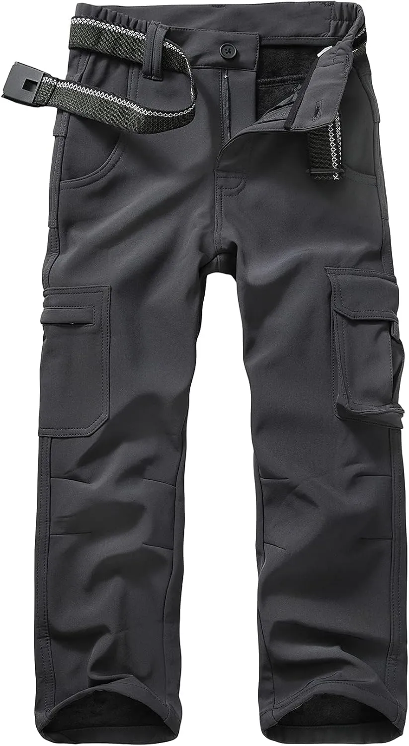 Boys Snow Ski Pants Kids Girls Hiking Outdoor Waterproof Windproof Fleece Lined Warm Softshell Snowboard Pants