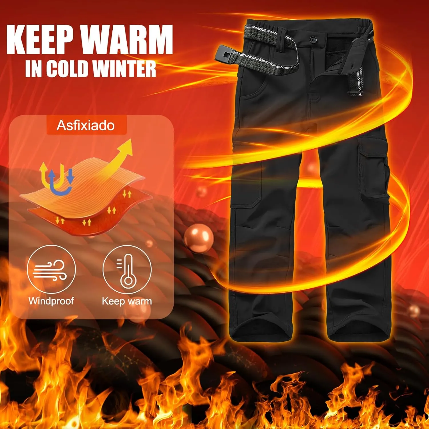 Boys Snow Ski Pants Kids Girls Hiking Outdoor Waterproof Windproof Fleece Lined Warm Softshell Snowboard Pants