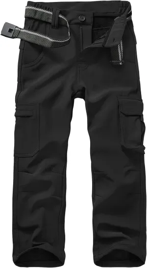 Boys Snow Ski Pants Kids Girls Hiking Outdoor Waterproof Windproof Fleece Lined Warm Softshell Snowboard Pants