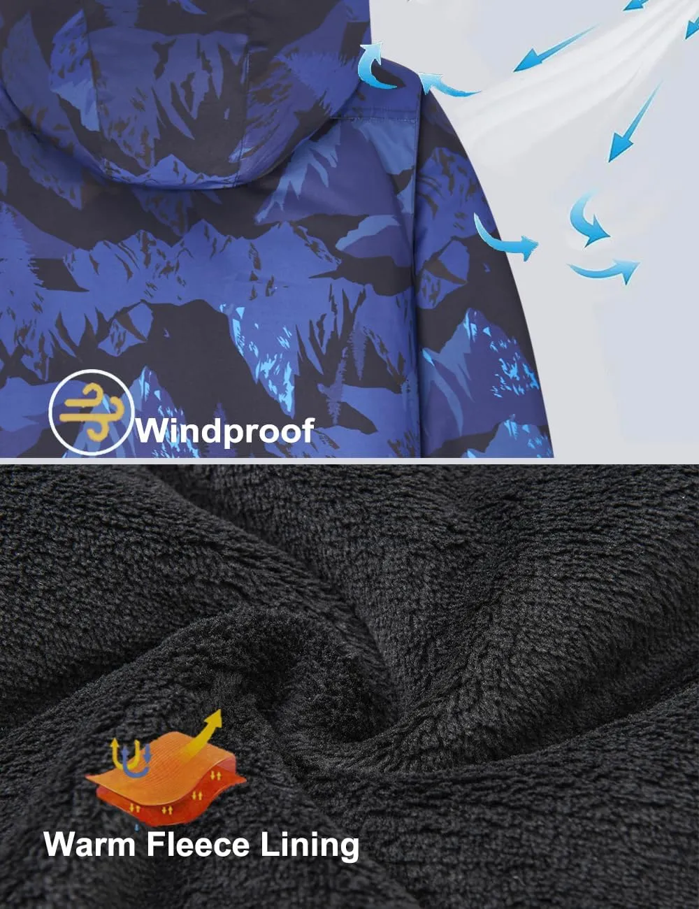 Boys Waterproof Ski Jacket Warm Winter Fleece Snow Coat Kids Outdoor Hooded Snowboard Jacket