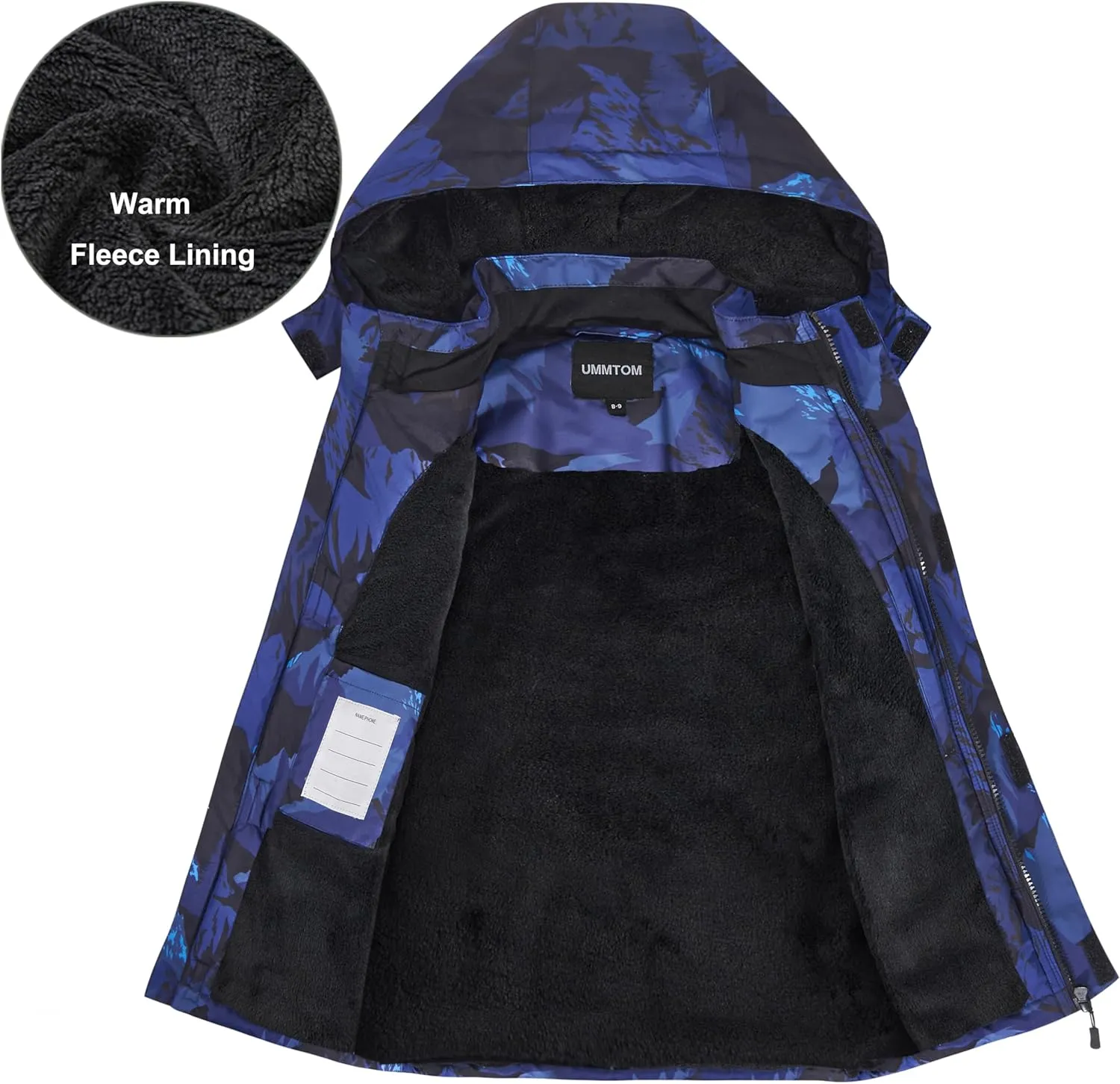 Boys Waterproof Ski Jacket Warm Winter Fleece Snow Coat Kids Outdoor Hooded Snowboard Jacket