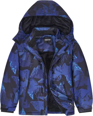 Boys Waterproof Ski Jacket Warm Winter Fleece Snow Coat Kids Outdoor Hooded Snowboard Jacket