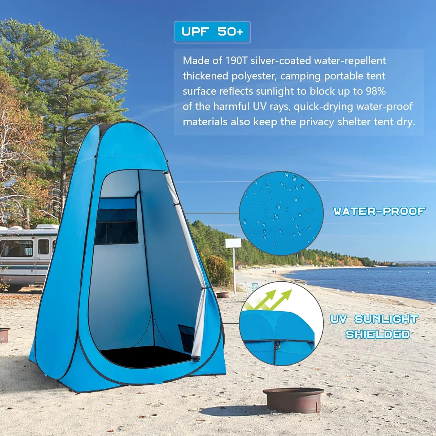 BRIAN & DANY Pop Up Shower Tent, Portable Privacy Camping Changing Tent, Camp Toilet Bathroom Pod with Rain Shelter & Windows, UPF 50  & Waterproof, 47.2" x 47.2" x 74.8"