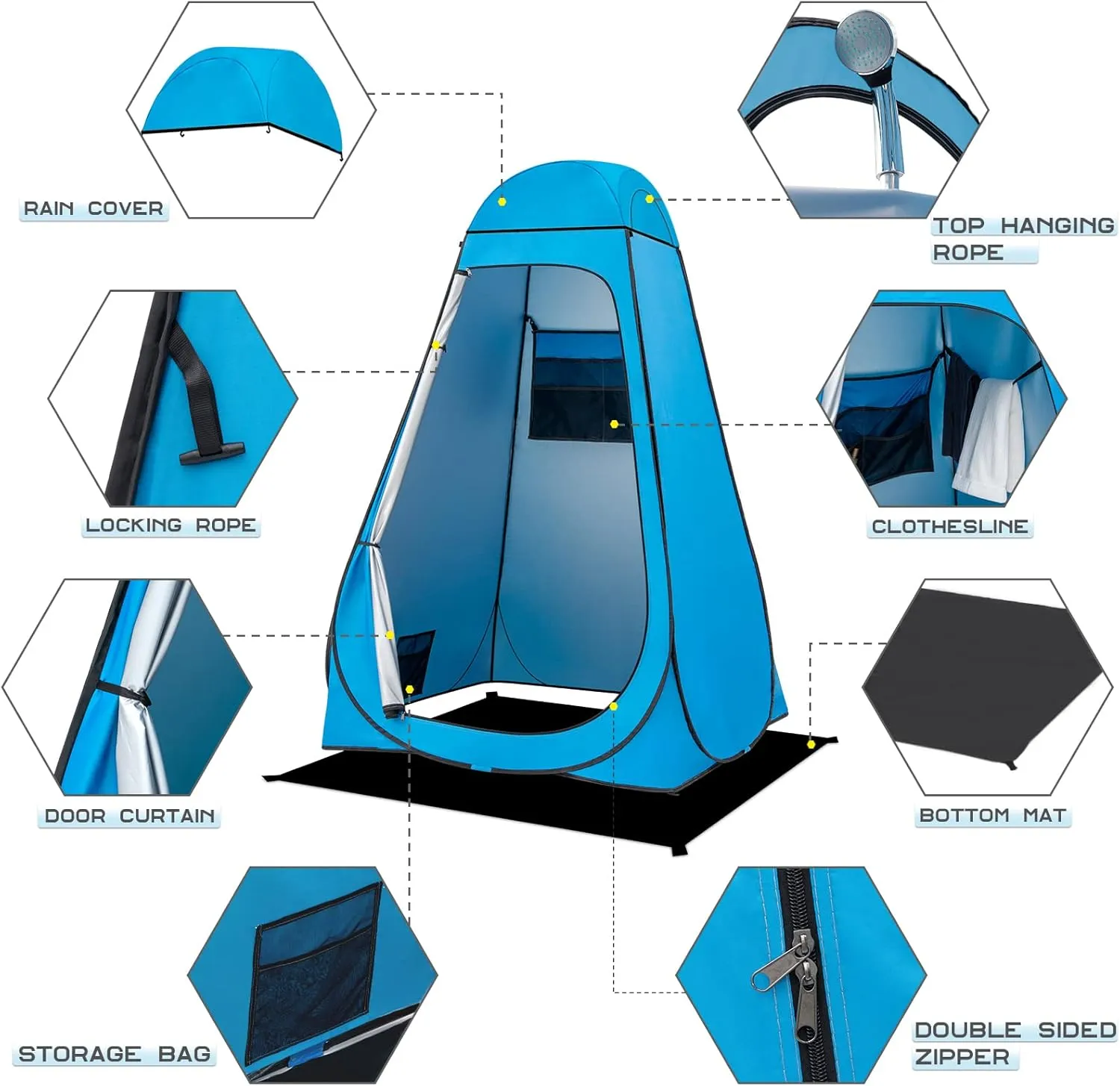 BRIAN & DANY Pop Up Shower Tent, Portable Privacy Camping Changing Tent, Camp Toilet Bathroom Pod with Rain Shelter & Windows, UPF 50  & Waterproof, 47.2" x 47.2" x 74.8"