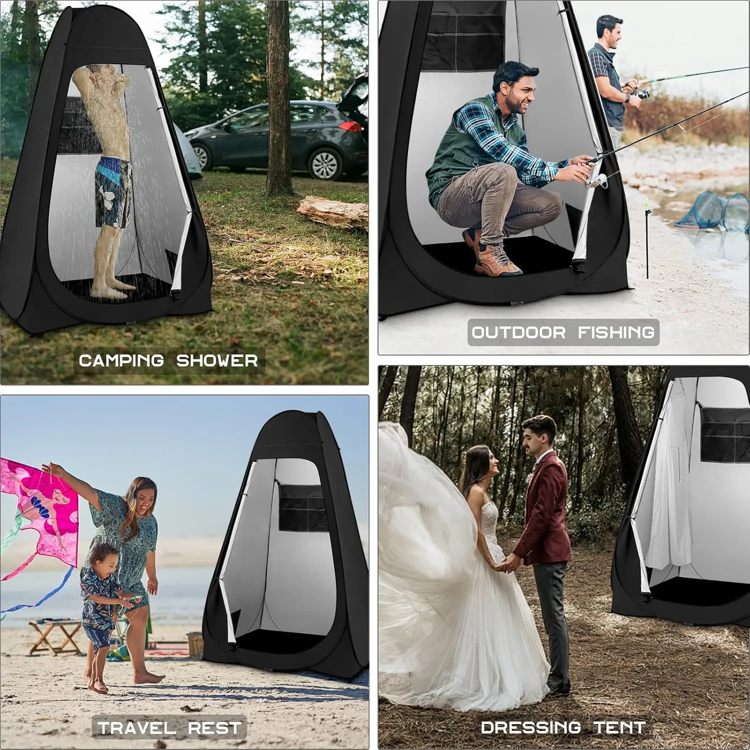 BRIAN & DANY Pop Up Shower Tent, Portable Privacy Camping Changing Tent, Camp Toilet Bathroom Pod with Rain Shelter & Windows, UPF 50  & Waterproof, 47.2" x 47.2" x 74.8"