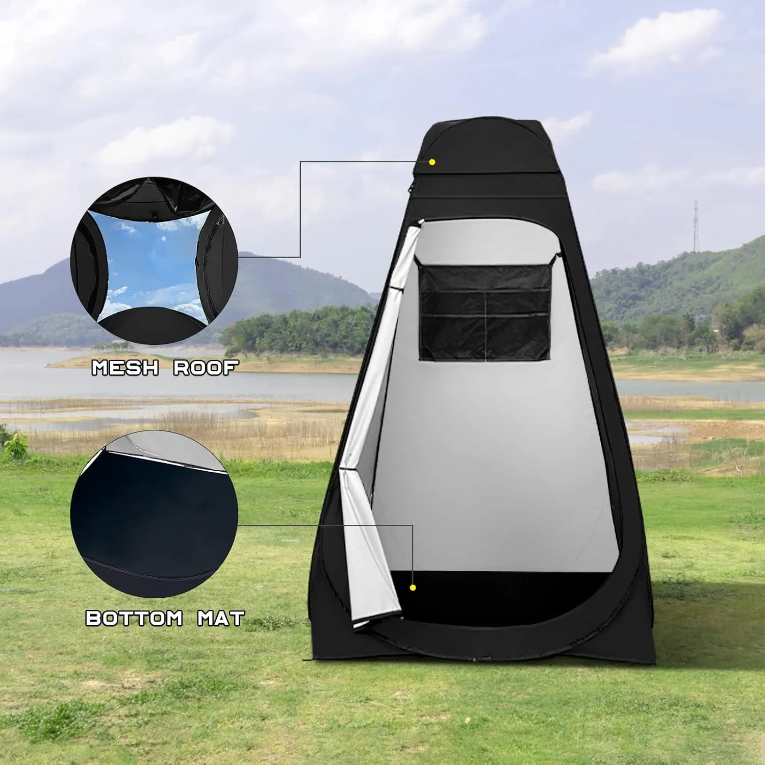 BRIAN & DANY Pop Up Shower Tent, Portable Privacy Camping Changing Tent, Camp Toilet Bathroom Pod with Rain Shelter & Windows, UPF 50  & Waterproof, 47.2" x 47.2" x 74.8"