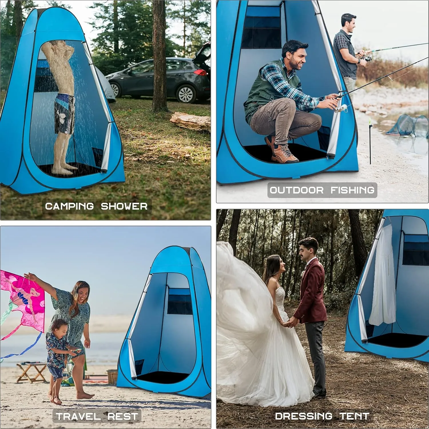 BRIAN & DANY Pop Up Shower Tent, Portable Privacy Camping Changing Tent, Camp Toilet Bathroom Pod with Rain Shelter & Windows, UPF 50  & Waterproof, 47.2" x 47.2" x 74.8"