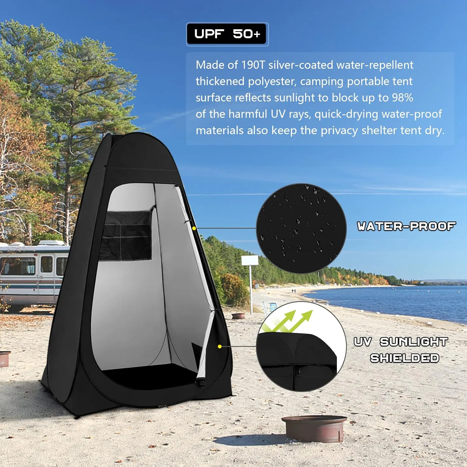 BRIAN & DANY Pop Up Shower Tent, Portable Privacy Camping Changing Tent, Camp Toilet Bathroom Pod with Rain Shelter & Windows, UPF 50  & Waterproof, 47.2" x 47.2" x 74.8"