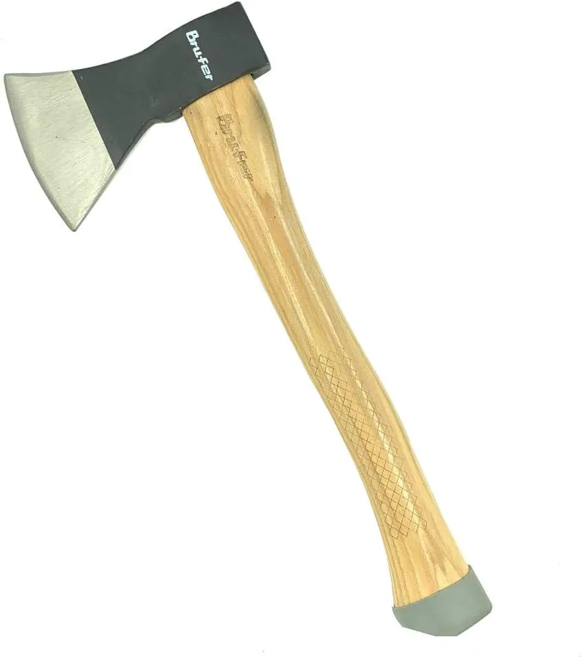 BRUFER 203651-3 Throwing Axe, Hatchet with Genuine Hickory Wood Handle - Suitable for Axe Throwing Competitions, Camping, Survival, Gardening and Chopping Wood, 600g, 21oz