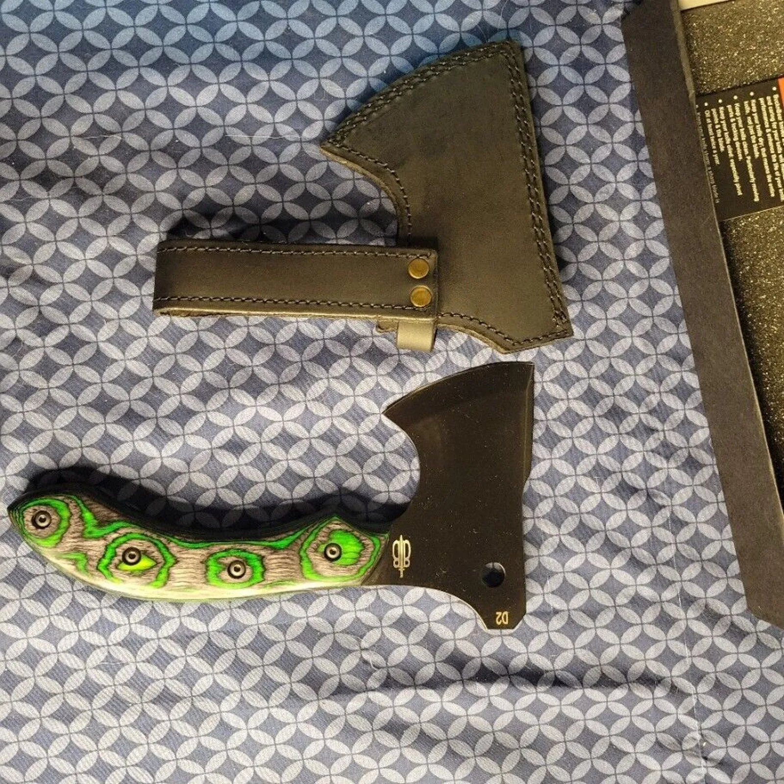 Buck n Bear Tactical Army Hatchet, Pack Axe with Sheath & Maple Burl- BNB10054AX