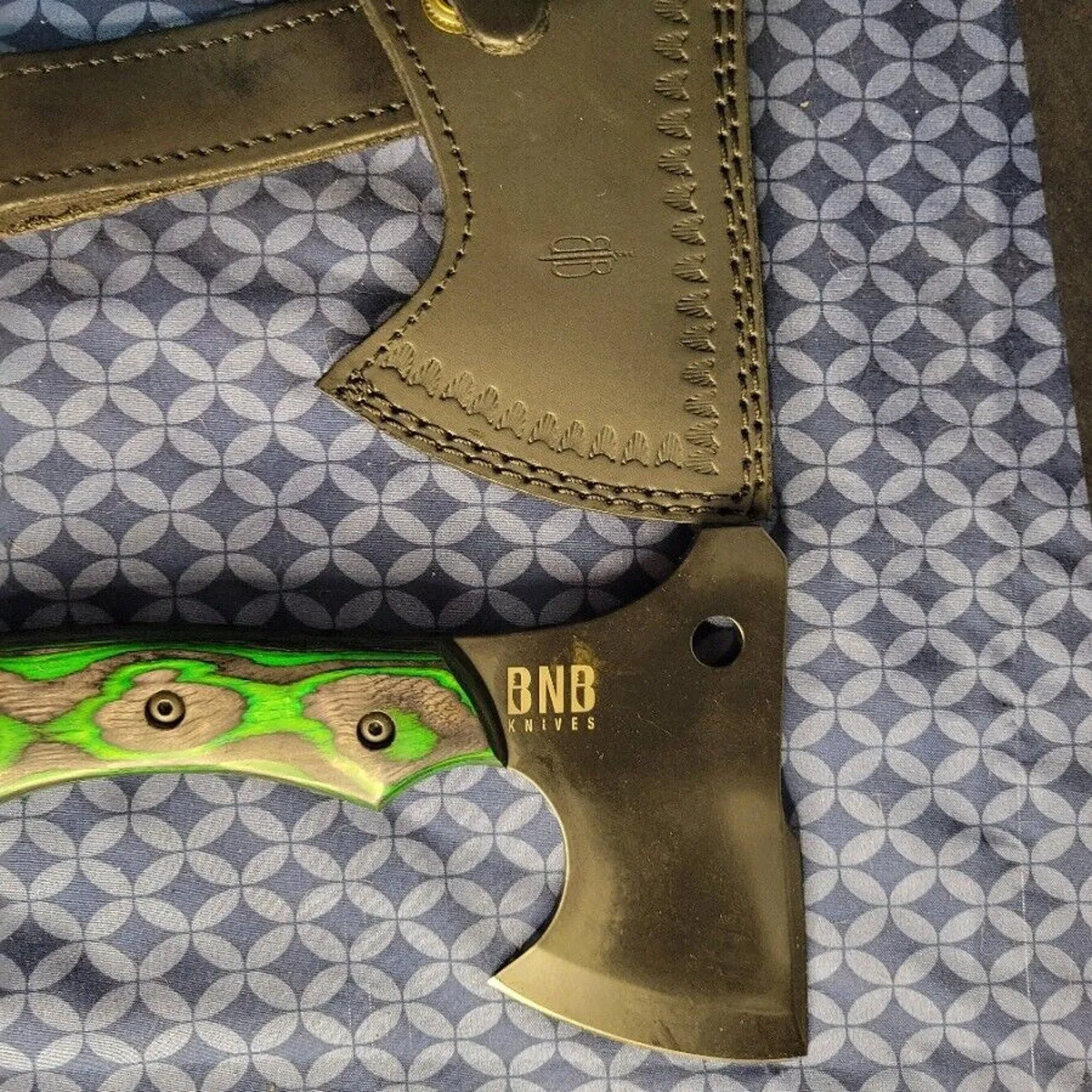 Buck n Bear Tactical Army Hatchet, Pack Axe with Sheath & Maple Burl- BNB10054AX