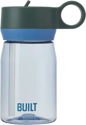 Built Cascade Water Bottle With Straw Lid, 12oz, Sea Glass, Made From Durable Tritan, Threaded Handle Lid, BPA Free