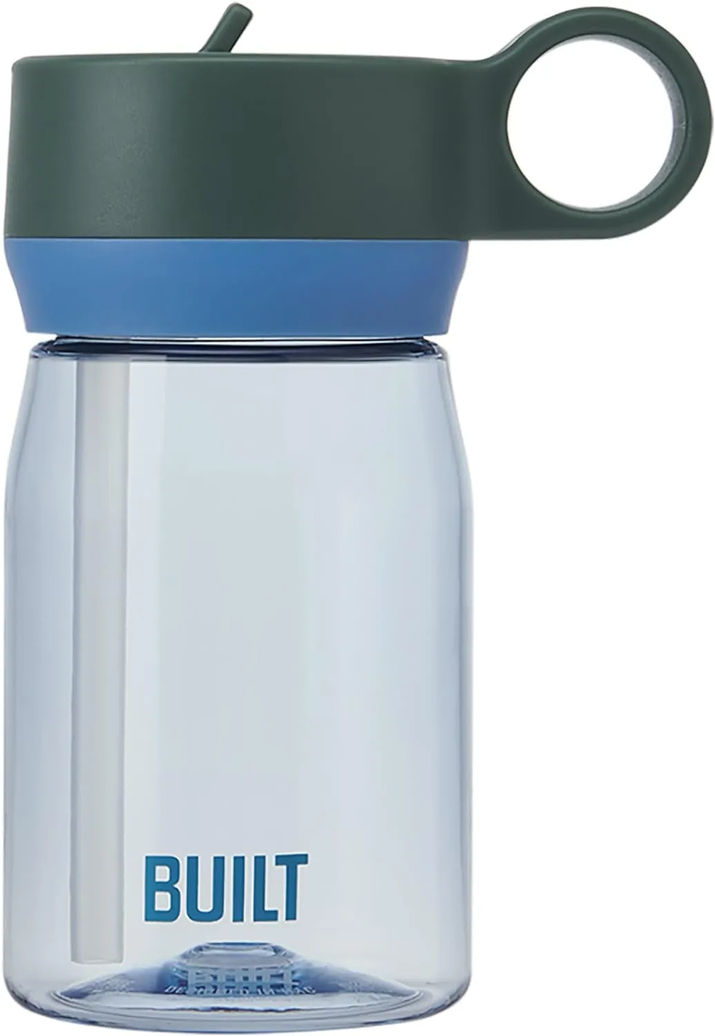 Built Cascade Water Bottle With Straw Lid, 12oz, Sea Glass, Made From Durable Tritan, Threaded Handle Lid, BPA Free