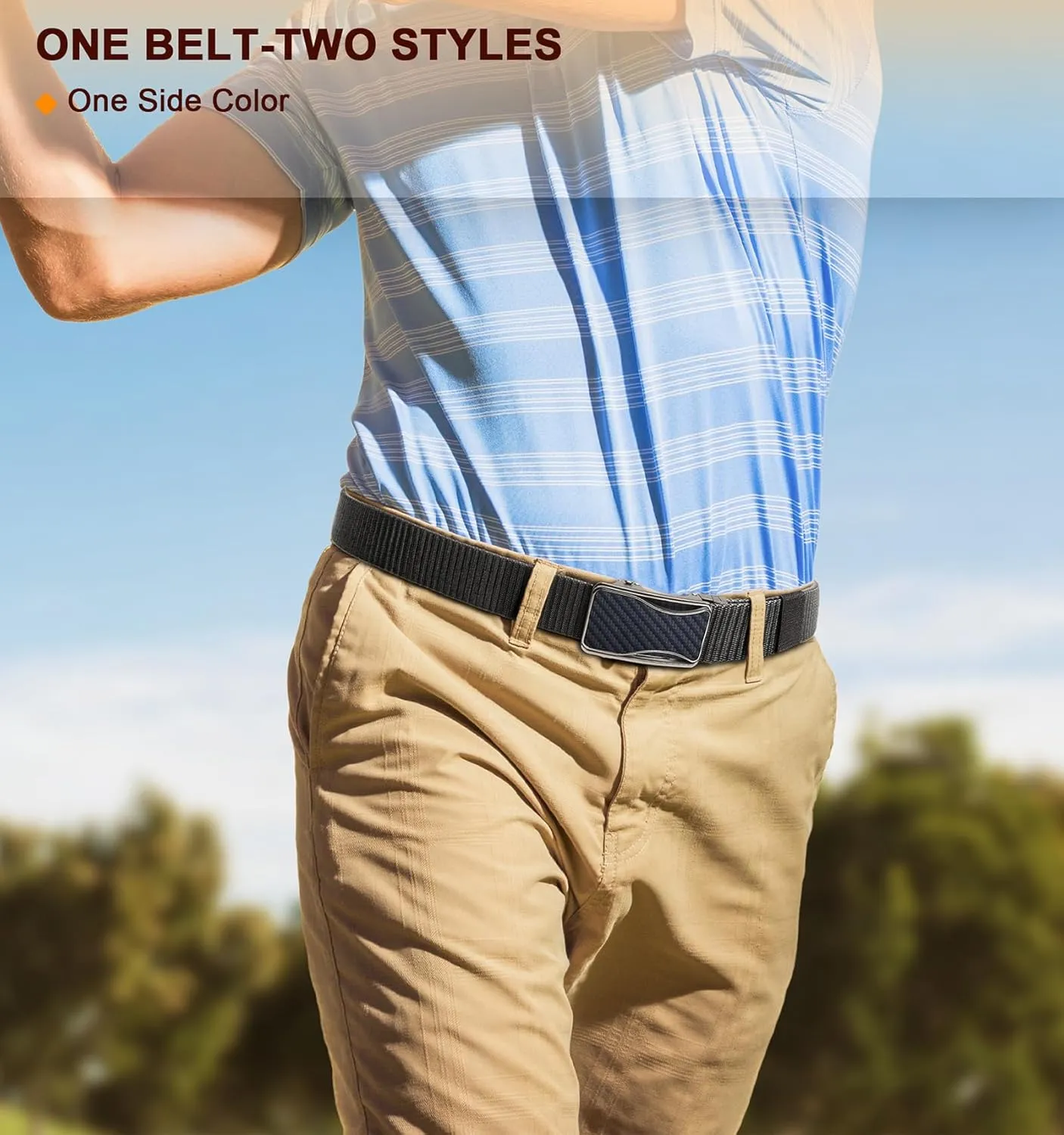 BULLIANT Mens Ratchet Belt Reversible,Web Nylon Casual Belt for Gift Men Golf Hiking Pants Jeans 2 In 1