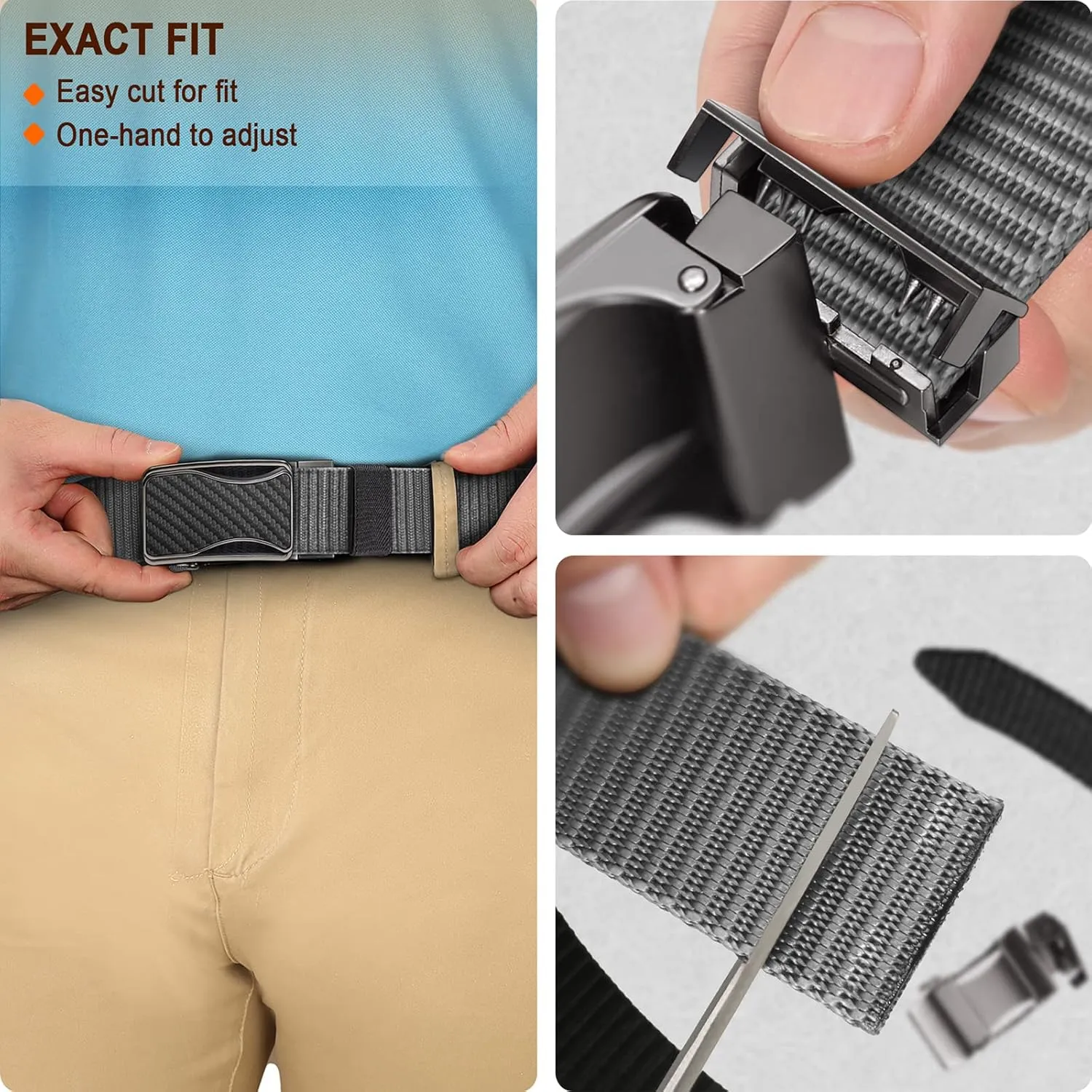BULLIANT Mens Ratchet Belt Reversible,Web Nylon Casual Belt for Gift Men Golf Hiking Pants Jeans 2 In 1