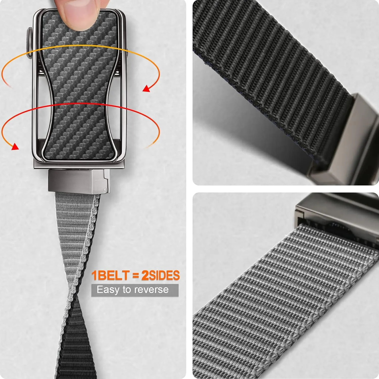 BULLIANT Mens Ratchet Belt Reversible,Web Nylon Casual Belt for Gift Men Golf Hiking Pants Jeans 2 In 1