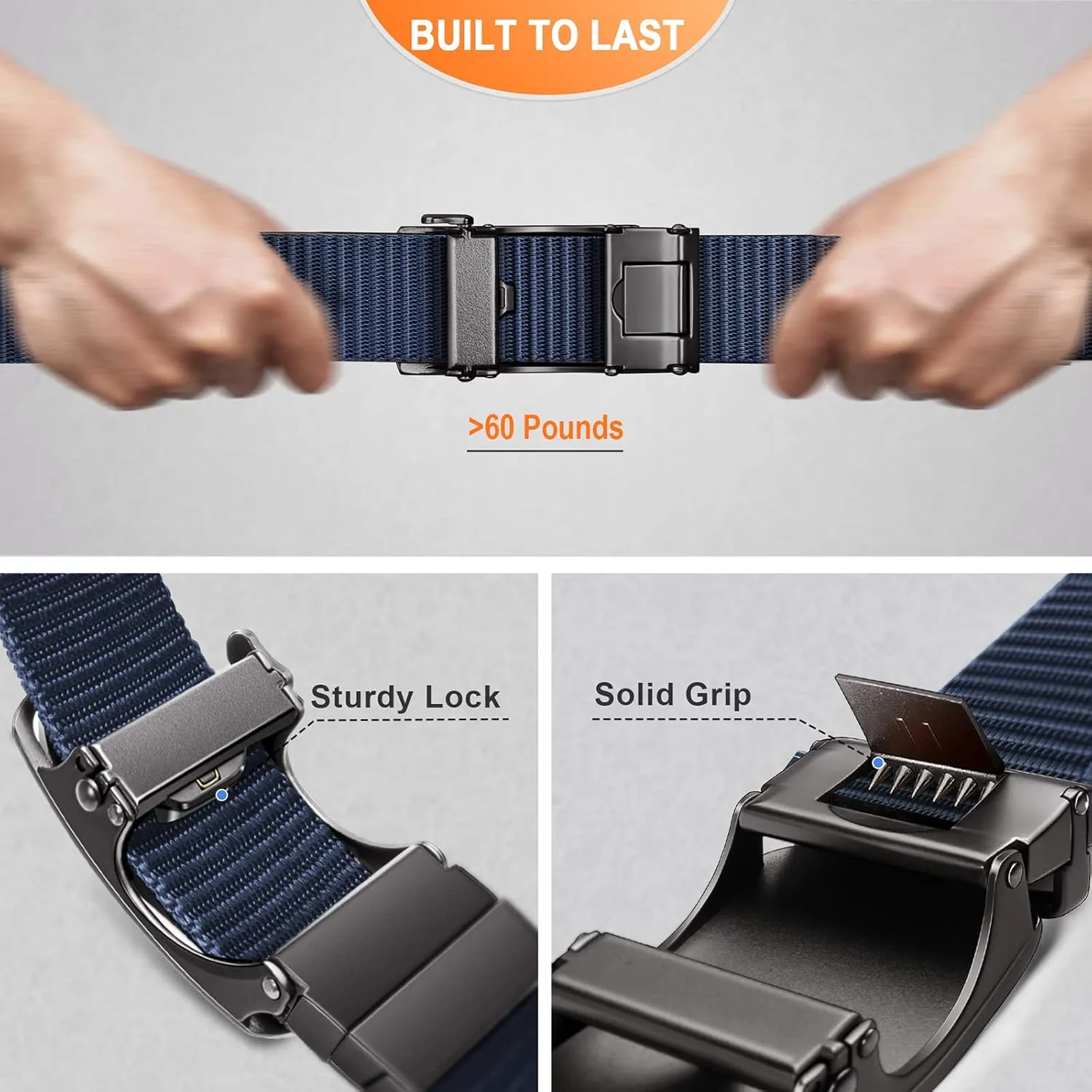 BULLIANT Mens Ratchet Belt Reversible,Web Nylon Casual Belt for Gift Men Golf Hiking Pants Jeans 2 In 1