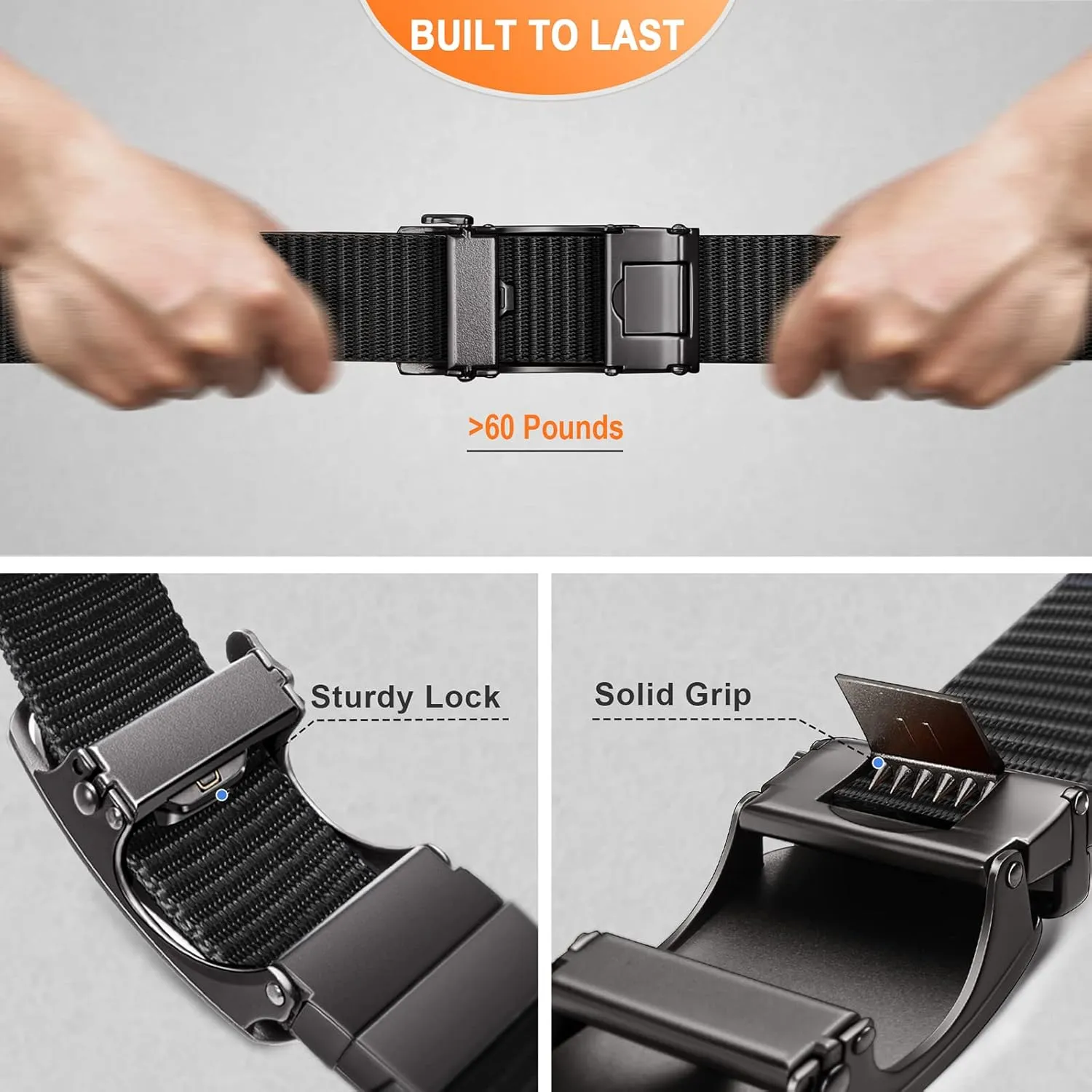 BULLIANT Mens Ratchet Belt Reversible,Web Nylon Casual Belt for Gift Men Golf Hiking Pants Jeans 2 In 1