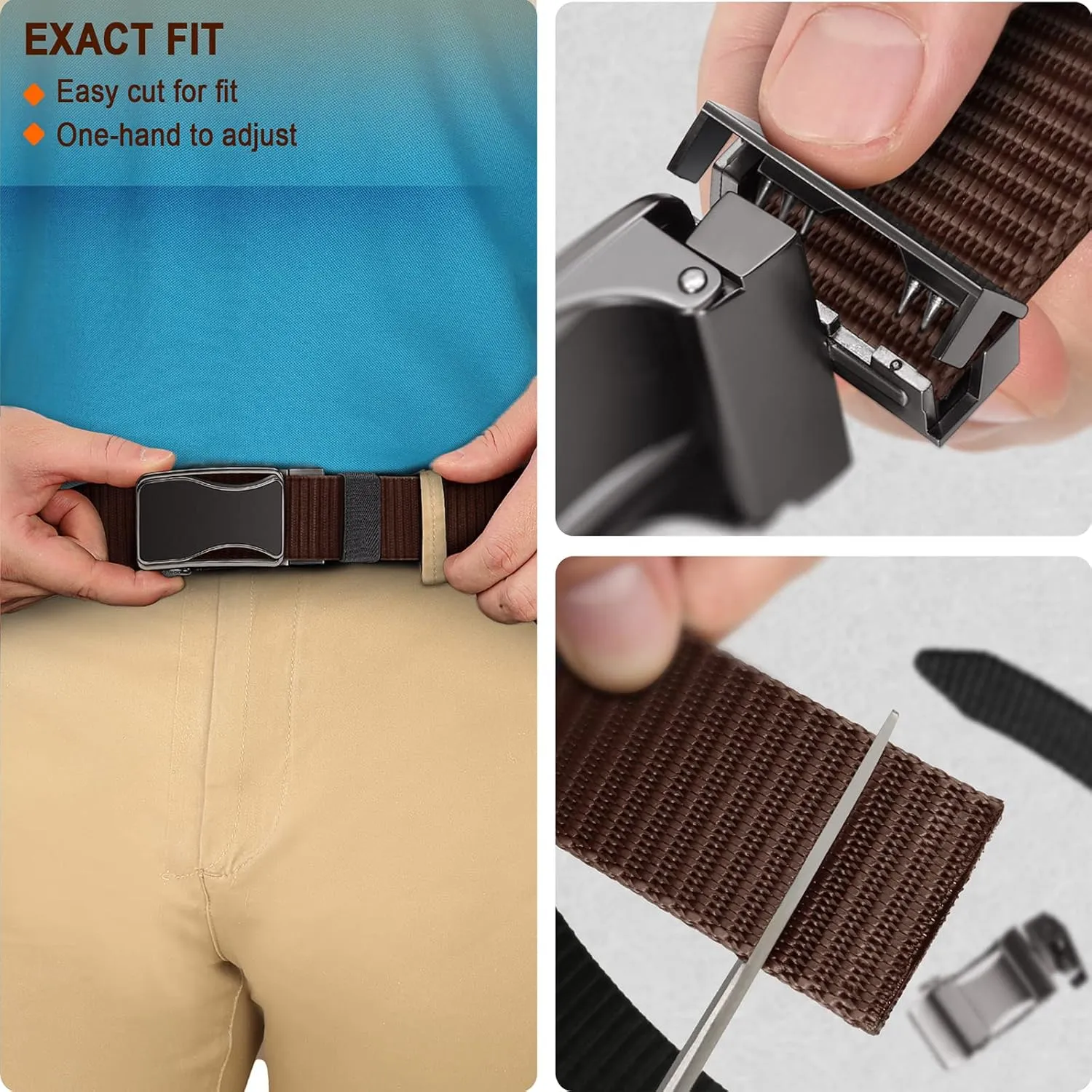 BULLIANT Mens Ratchet Belt Reversible,Web Nylon Casual Belt for Gift Men Golf Hiking Pants Jeans 2 In 1